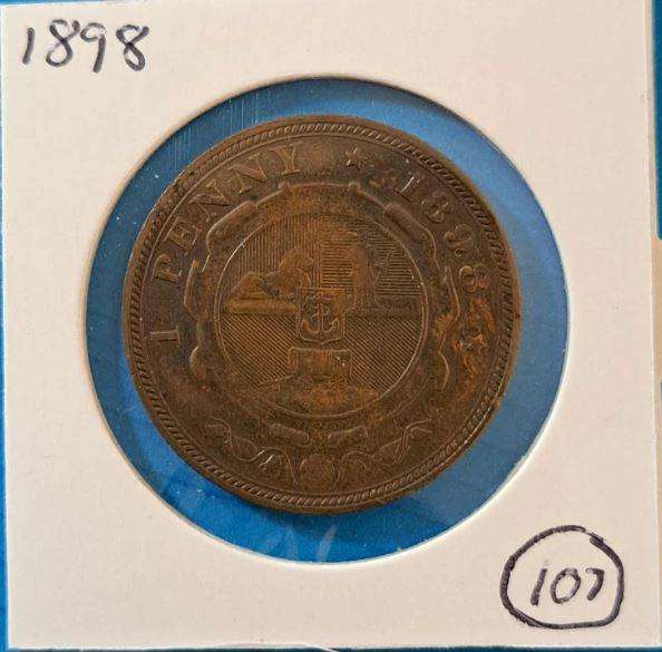 *** 1898 - ZAR PENNY IN MYLAR #107 ***