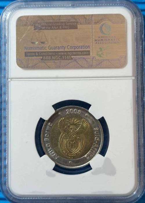 *** 2008 - SA R5 NELSON MANDELA - NGC GRADED MS62 ***