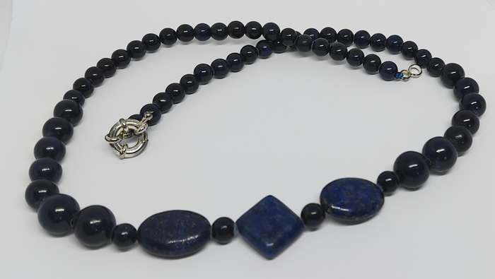 Natural Lapis Lazuli Semi Precious Stone Necklace - Beautiful!