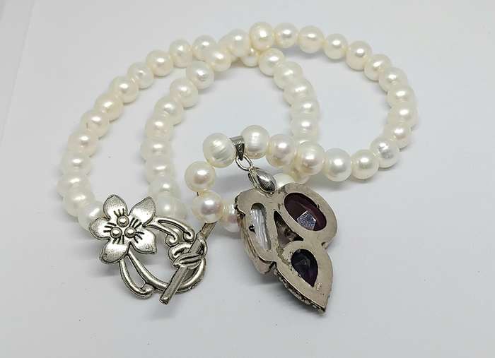 Genuine Pearl Necklace with Pendant - Stunning Large Pearls
