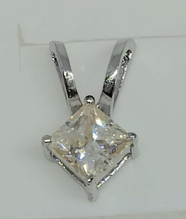 2.15ct Princess Cut Moissanite Solitaire Pendant - Classic Design