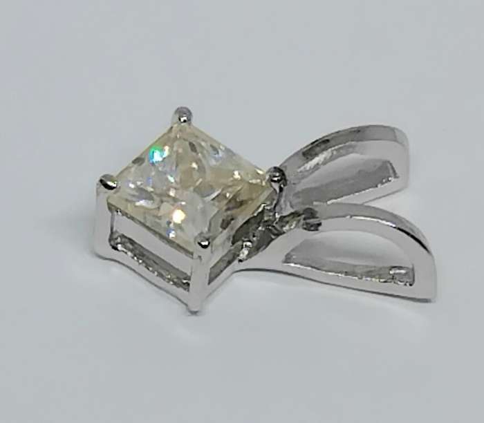 2.15ct Princess Cut Moissanite Solitaire Pendant - Classic Design