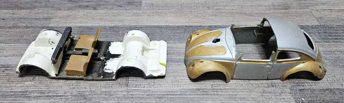Vintage toy car parts as pictured