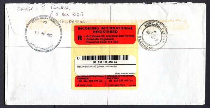 Botswana - "Maxi" Size Registered Cover