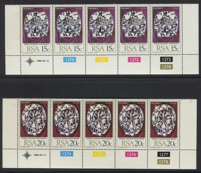 RSA - Set Of 2 Control Strips Of 5 - 1980 - MNH
