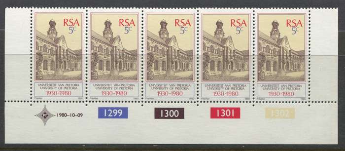 RSA - 1 Control Strip Of 5 - 1980 - MNH