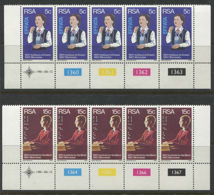 RSA - Set Of 2 Control Strips Of 5 - 1981 - MNH