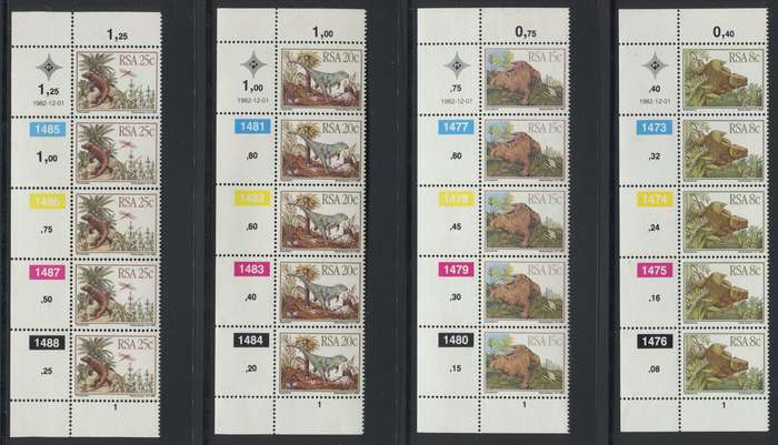 RSA - Set Of 4 Control Strips Of 5 - 1982 - MNH