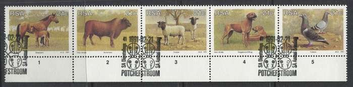 RSA - Strip Of 5 - 1991 - Used(CTO)