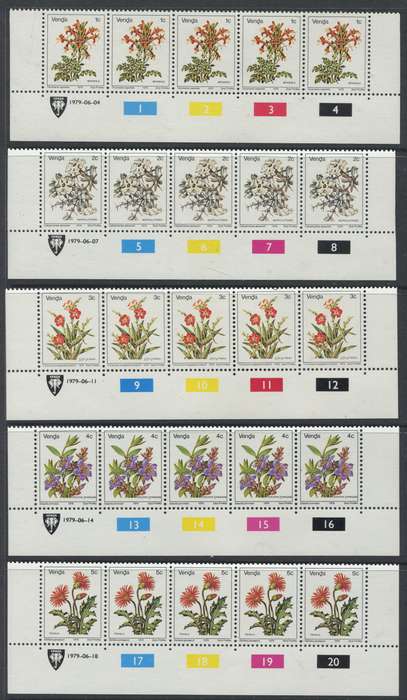 Venda - Set Of 17 Original Printing Control Strips Of 5 - 1979 - MNH