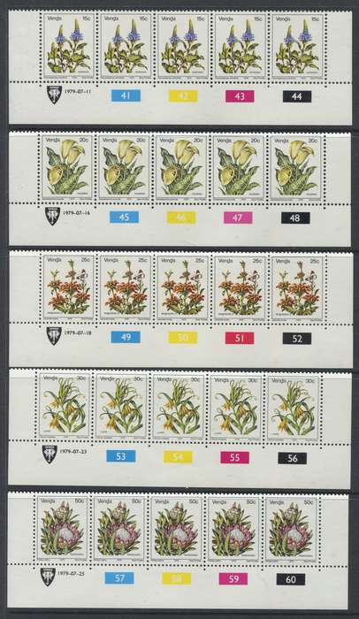Venda - Set Of 17 Original Printing Control Strips Of 5 - 1979 - MNH