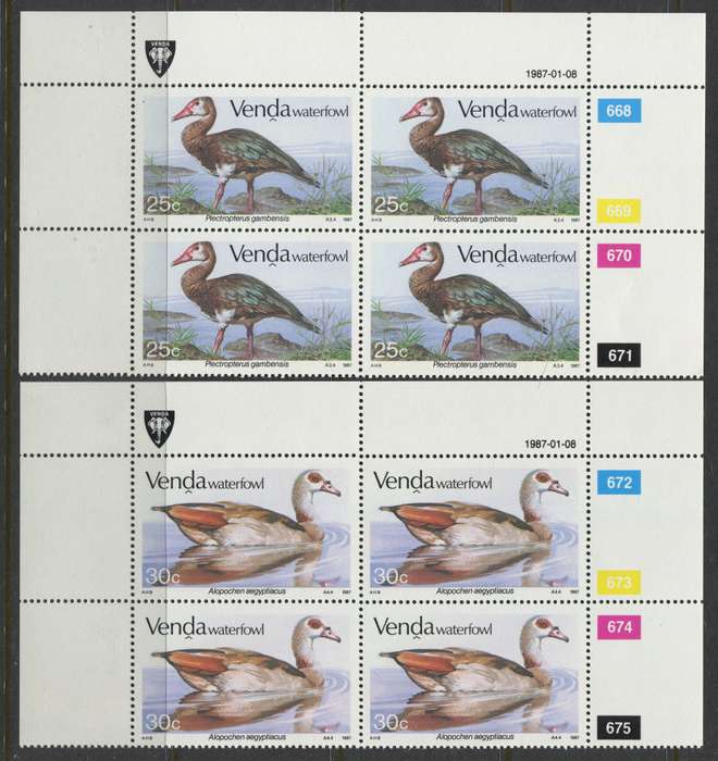Venda - Set Of 4 Control Blocks Of 4 - 1987 - MNH