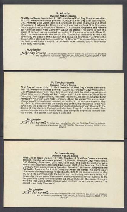 USA - 13 Facsimile Cards