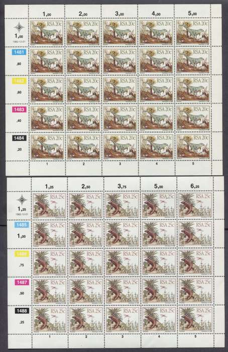 RSA - Set of 4 Full Sheets of 10 - 1982 - MNH