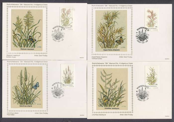 Bophuthatswana - Set of 4 Silk Maxi Cards - 1984