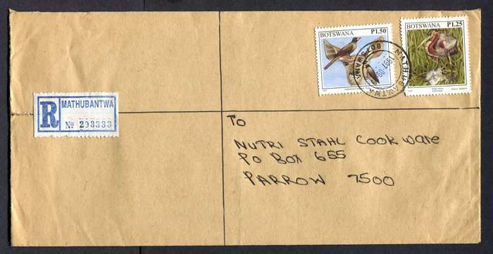 Botswana - "Maxi" Size Registered Cover