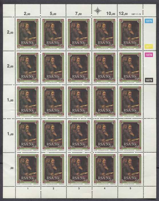 RSA - Set of 3 Full Sheets of 25 - 1987 - MNH - 16c To Large For Scanner