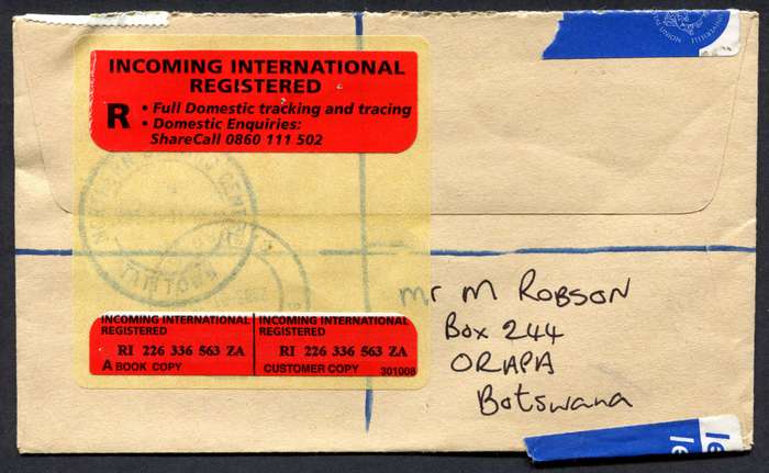 Botswana - Small Size Registered Cover
