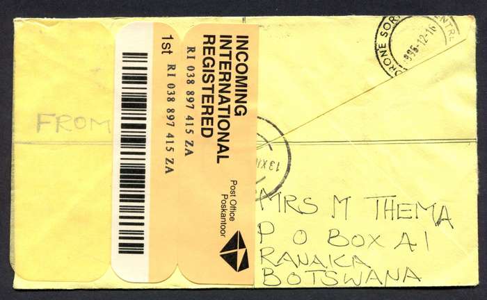 Botswana - Small Size Registered Cover