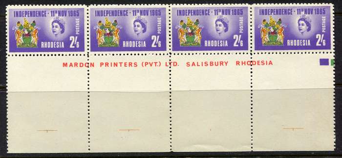 Rhodesia - Imprint Strip of 4 - 1965 - MNH