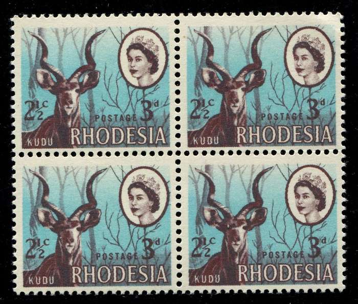 Rhodesia - Offset on Gummed Side - Block of 4 - 1967 - MNH