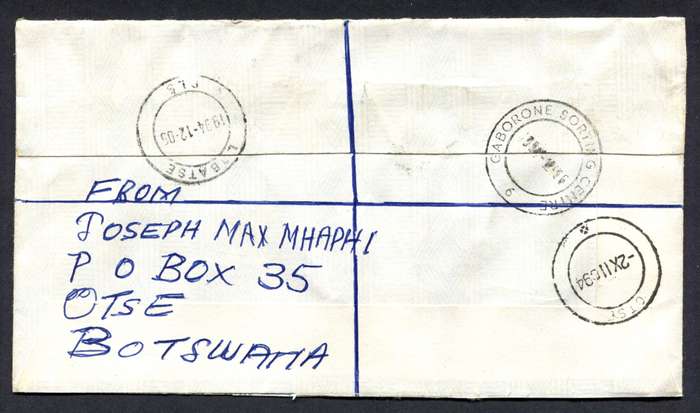 Botswana - Small Size Registered Cover