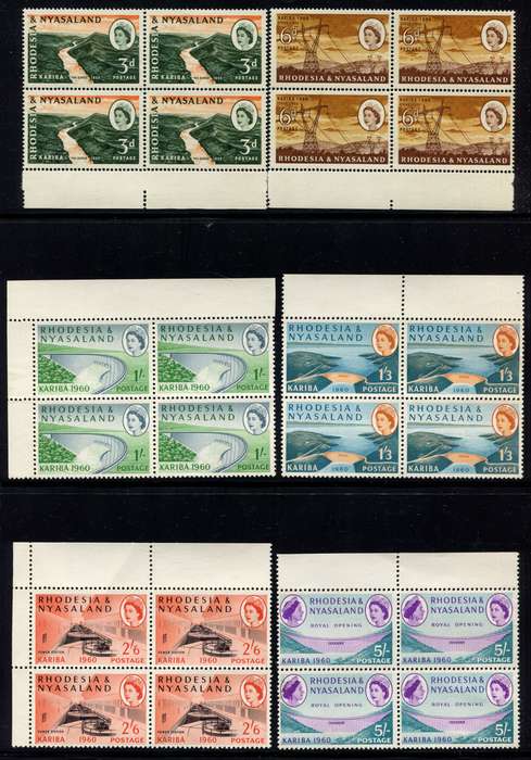 Rhodesia and Nyasaland - Set  of 6 Blocks of 4 - 1960 - MNH