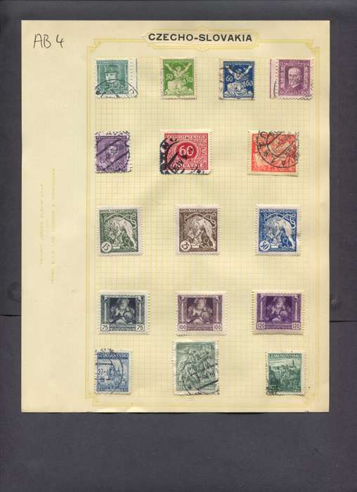 Czechoslovakia - 16 Stamps Mounted On Old Album Page