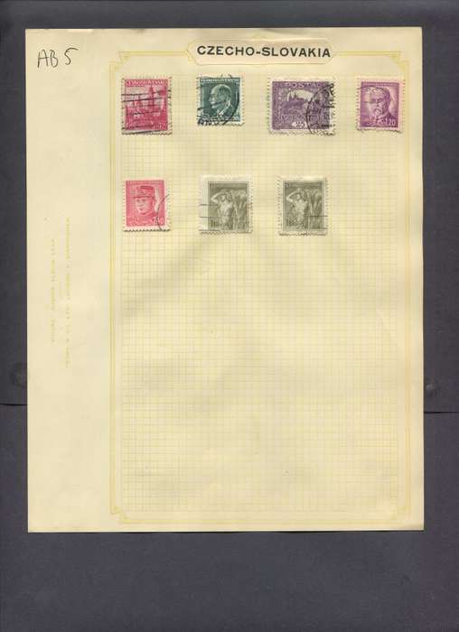 Czechoslovakia - 7 Stamps Mounted On Old Album Page