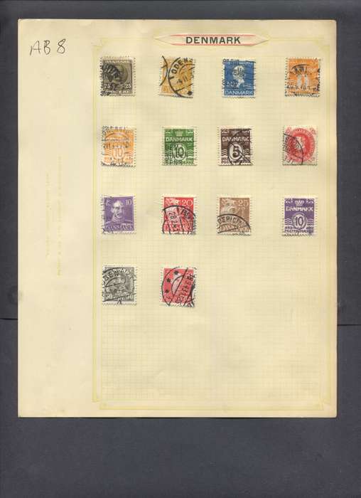 Denmark - 14 Stamps Mounted On Old Album Page