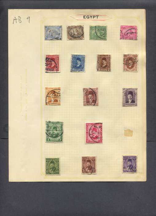 Egypt - 16 Stamps Mounted On Old Album Page