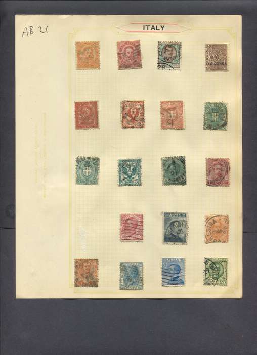 Italy - 19 Stamps Mounted On Old Album Page