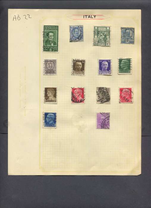 Italy - 14 Stamps Mounted On Old Album Page