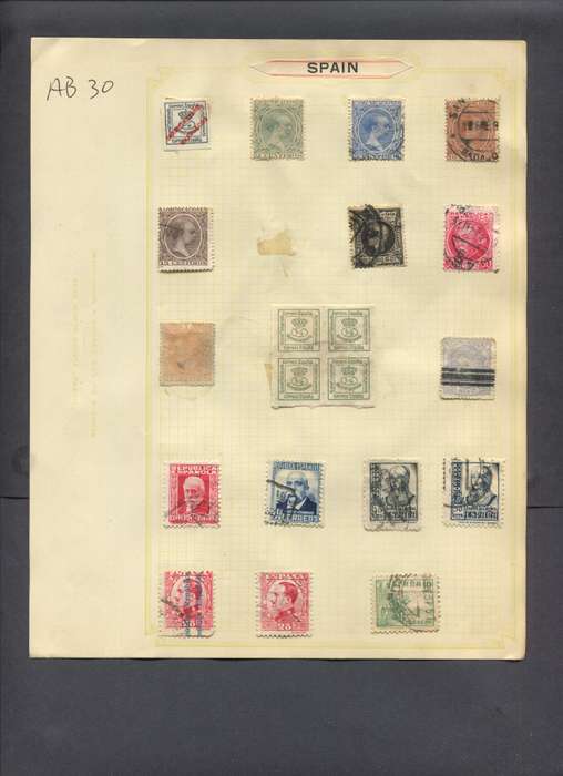 Spain -20 Stamps Mounted On Old Album Page