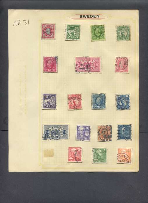 Sweden - 18 Stamps Mounted On Old Album Page