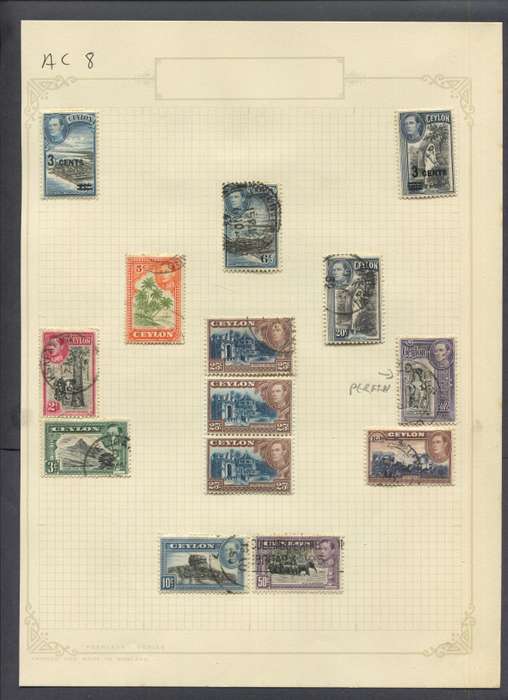 Ceylon - 14 Stamps Mounted On Old Album Page