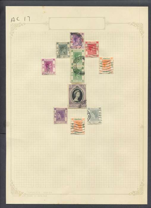 Hong Kong - 11 Stamps Mounted On Old Album Page