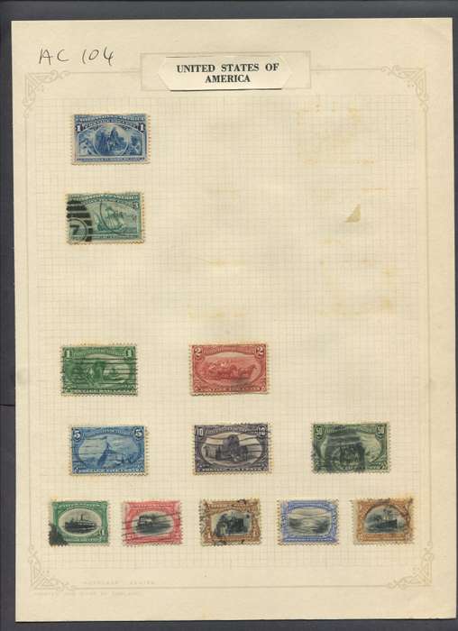 USA - 12 Stamps Mounted On Old Album Page