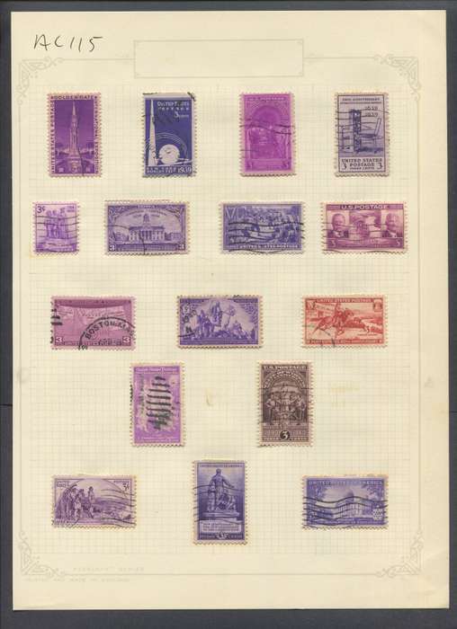 USA - 16 Stamps Mounted On Old Album Page