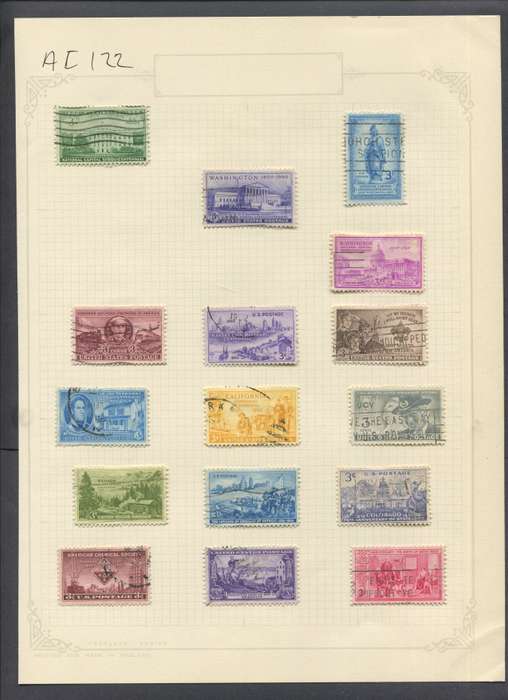 USA - 16 Stamps Mounted On Old Album Page