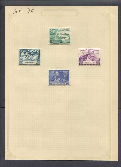 Nyasaland - 4 Stamps Mounted(Hinged) on Old Album Page