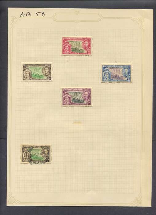 Southern Rhodesia - 5 Stamps Mounted(Hinged) on Old Album Page