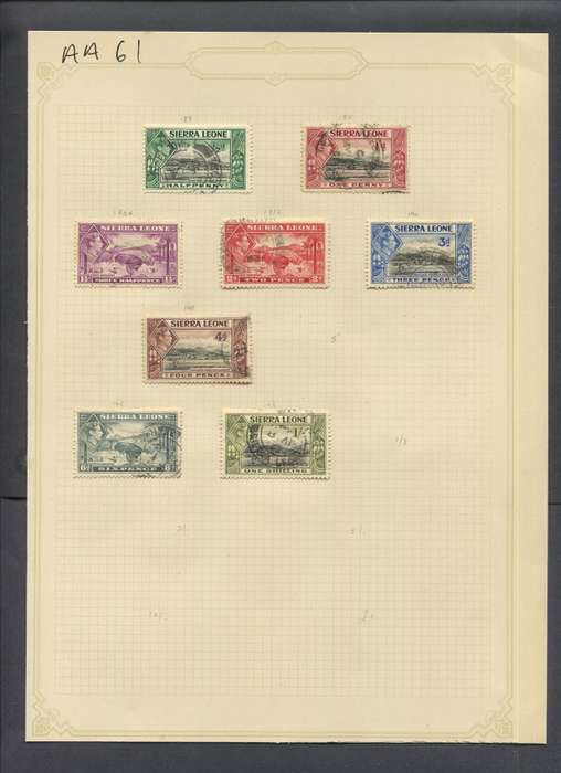 Sierra Leone - 8 Stamps Mounted(Hinged) on Old Album Page