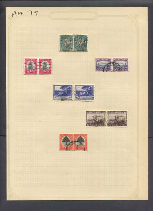 Union of SA - 12 Stamps Mounted(Hinged) on Old Album Page
