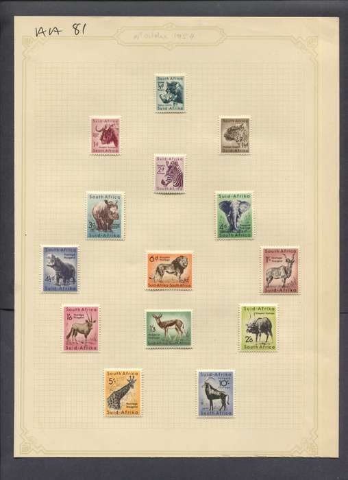 Union of SA - 14 Stamps Mounted(Hinged) on Old Album Page