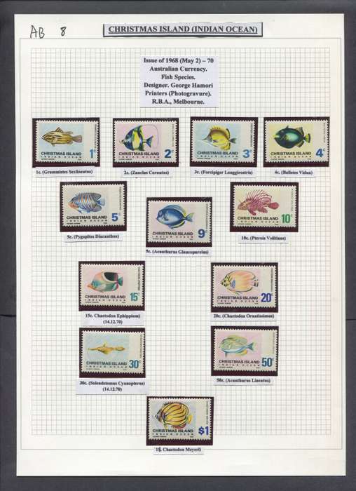 Christmas Island - 12 Stamps In Hinge-less Mounts on Album Page - 1968 - MNH