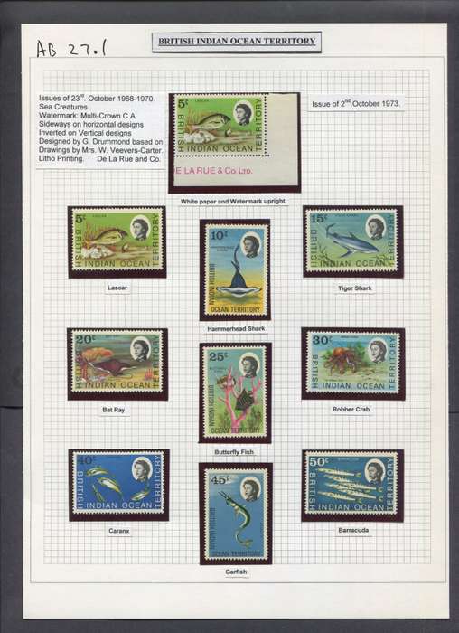 British Indian Ocean Territory - 18 Stamps In Hinge-less Mounts on 2 Album Pages - 1968 - MNH