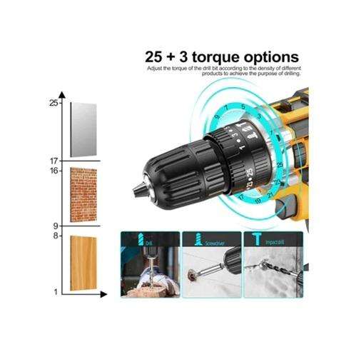 Rechargable Cordless Lithium Battery Powered High Impact Power Drill & Complete Tool Set