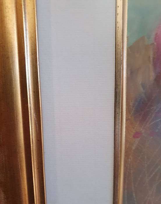 FREDA VAN DER MERWE. MIXED MEDIA. ORNATE FRAME WITH GLASS. 500mm X 420mm