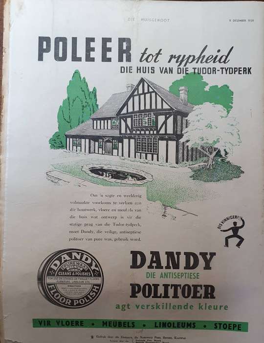 8 DES. 1939.  DIE HUISGENOOT. BIG FORMAT 28CM W X 35CM L.
